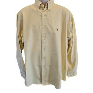 ralph lauren 16.5 36 / 37 yellow thick cotton long sleeve vintage button up